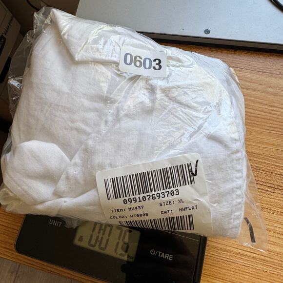 Madewell Oversized Button-Up Shirt SZ XL White Cotton-Linen 3/4 Pleated-Sleeves - Picture 9 of 9